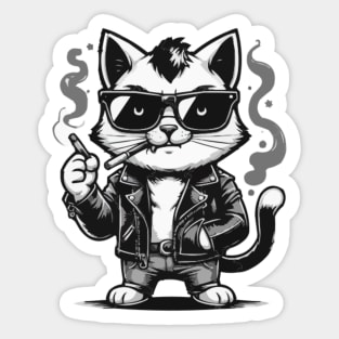 Funny Cool Cat Smoking Cigarrets Like a Gangsta Sticker